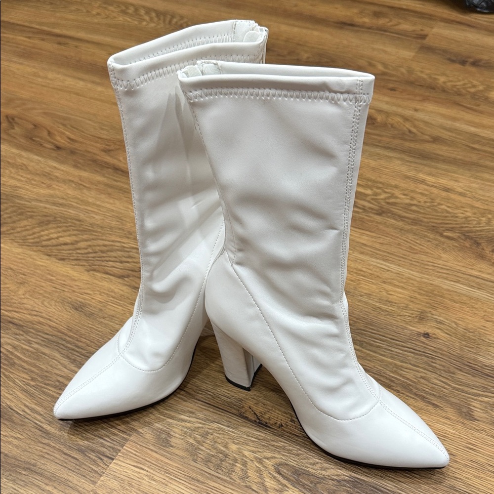 Nasty Gal White Heeled Boots